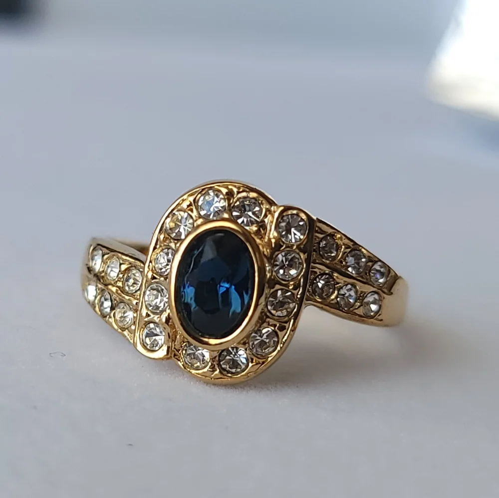 Vintage Sapphire and Diamond Simulated Stone Wrap Ring Size 9.5
